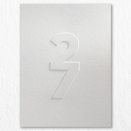 2027 Carte Voeux Luxe Estampe Blanc