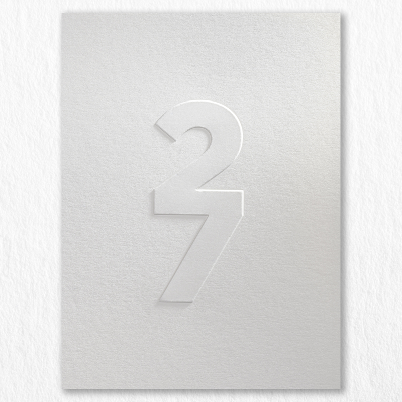 2027 Carte Voeux Luxe Estampe Blanc