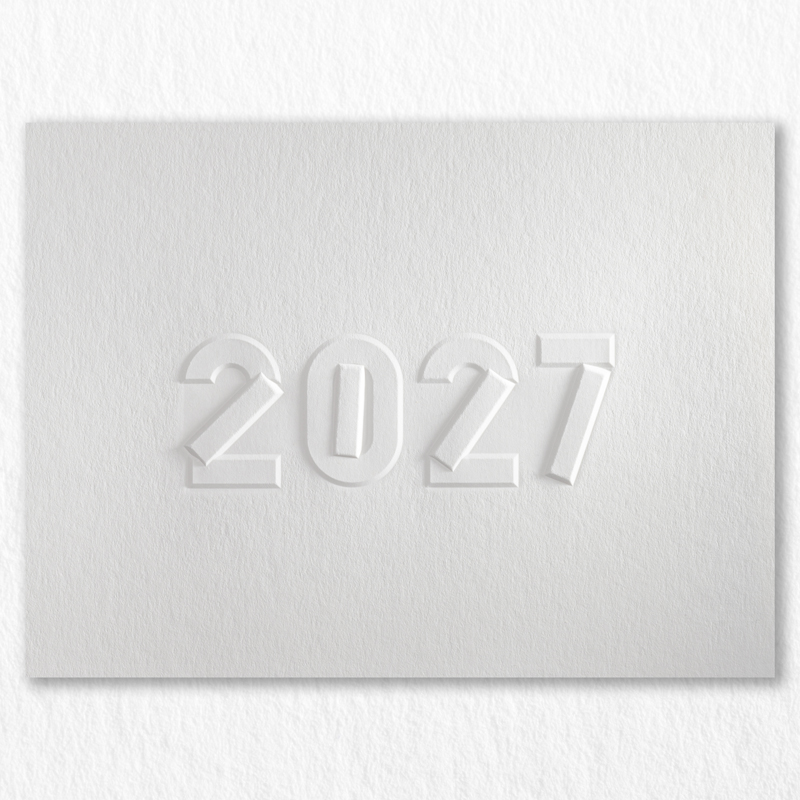 2027 Carte Voeux Luxe Ombree Blanc