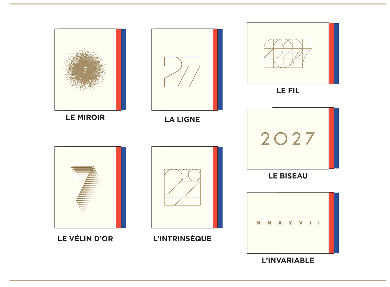 Carte de vœux de luxe 2027 3 couleurs Carte de vœux de luxe 2027 3 couleurs