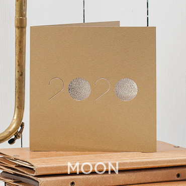 Présentation de la carte de voeux 2020 modèle MOON conçue et imprimée par Intaglio