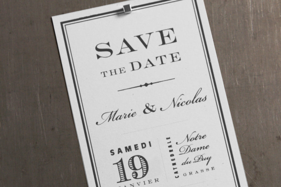 Faire-part de mariage et Save the Date imprimé par Intaglio