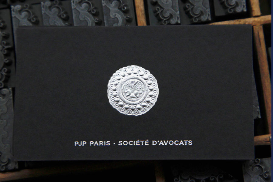 Carte de visite Médaillon gravé argent Avocat imprimerie Intaglio