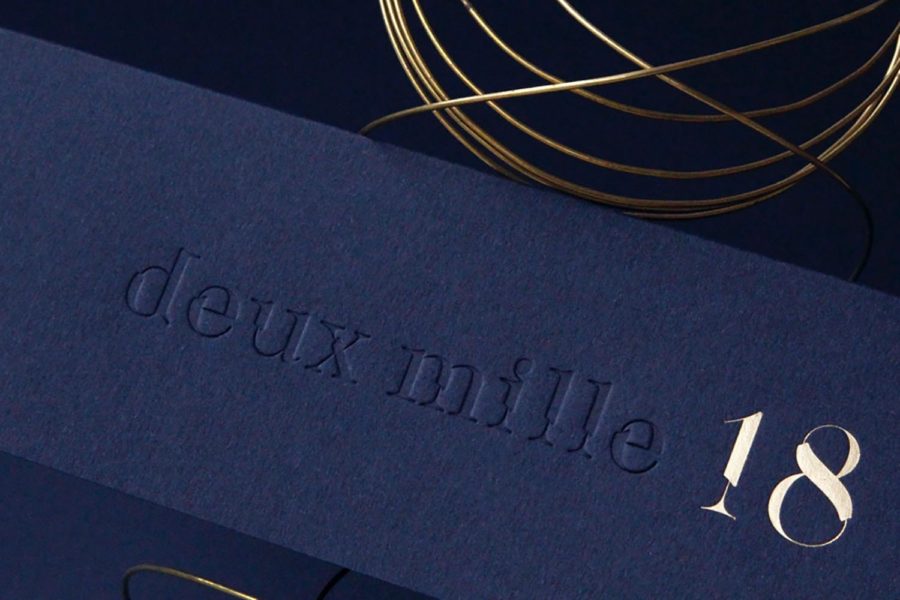 Carte de vœux 2018 Deux Mille or bleu