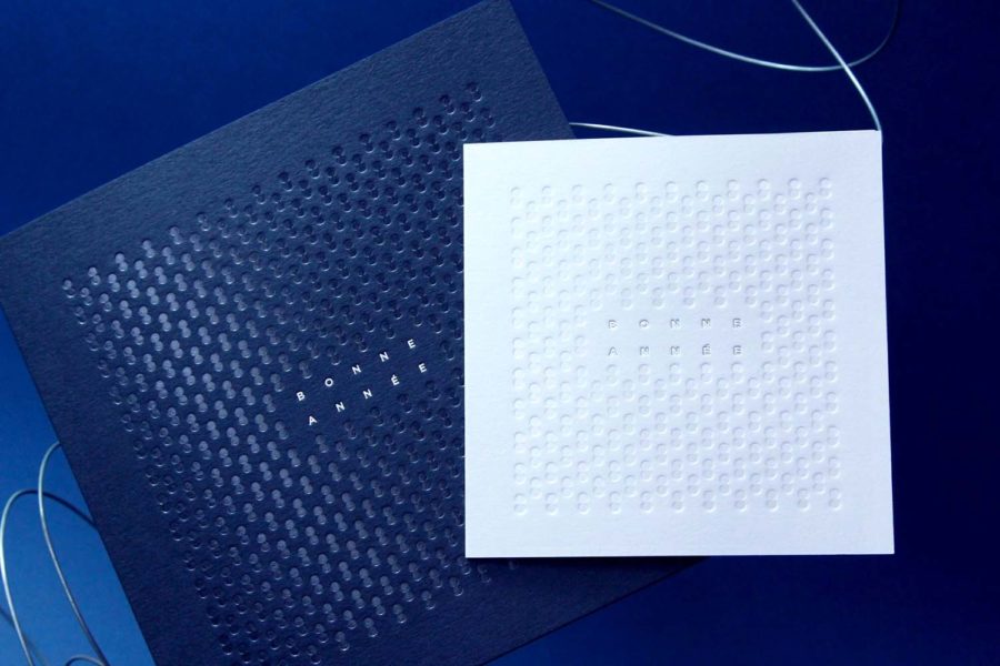 Carte de vœux 2018 Pattern Argent Blanc Bleu