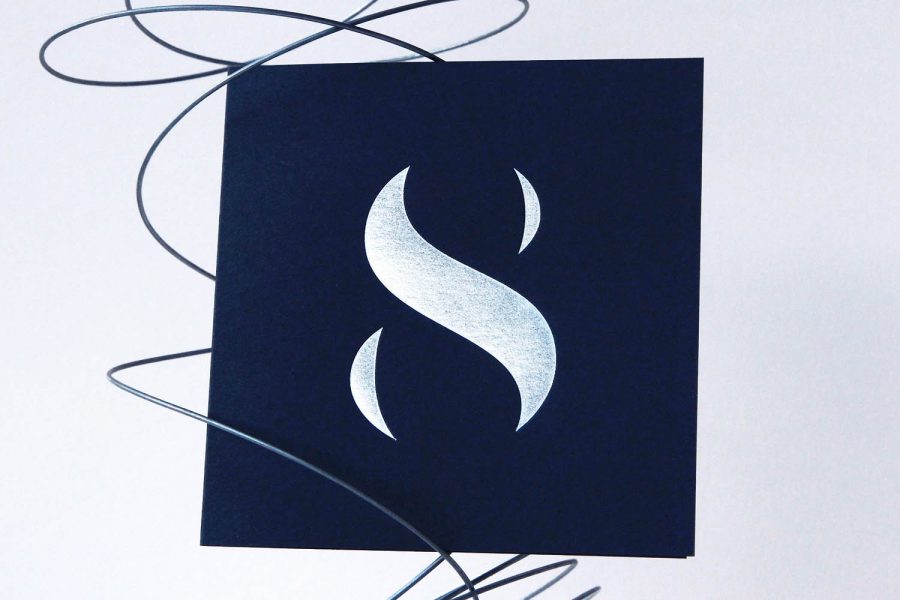 Carte de vœux Silhouette argent bleu